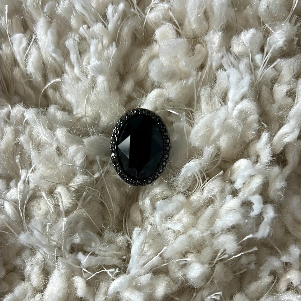 Ariella Black Oval Ring